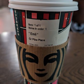 Starbucks - Grande medium roast Pike Place Roast - Coffee & Tea Near Me - San Diego, California