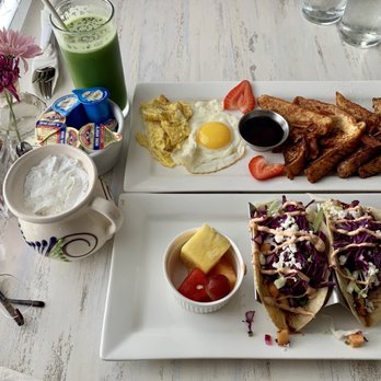 Cielito Cafe - Shrimp taco, Cajeta Toast, Verde Green Juice and Coco Coffee, - Breakfast & Brunch Near Me - Houston, Texas