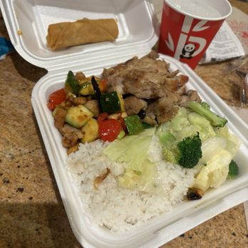 Panda Express - Teriyaki chicken and Kung pow chicken steamed rice, half vegetables - Chinese Near Me - Omaha, Nebraska