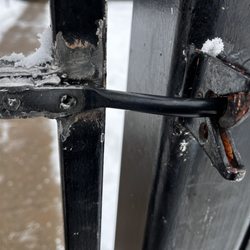 Hugo's & Ary Service - New soldered latch-- can't wait to get this re-painted this spring!