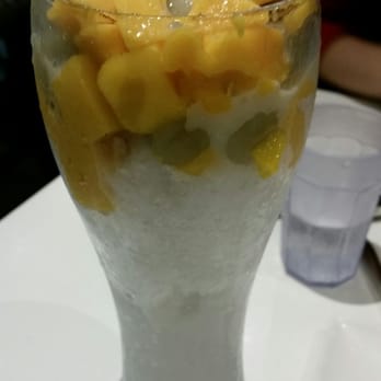 Icy Bar - Shaved ice in a cup. Three toppings: mango, pudding, and mochi balls. $5.50 - Desserts Near Me - Vancouver, British Columbia