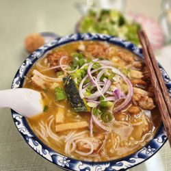 Truong Tien Restaurant - Bún chả cá. Not on the menu yet. Fish cake noodle soup
