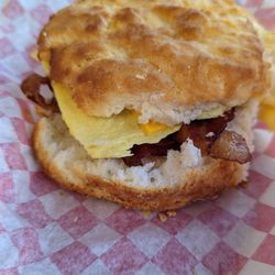 The Biscuit Co - Bacon egg cheese. This one was a touch dry and they messed up on the egg.