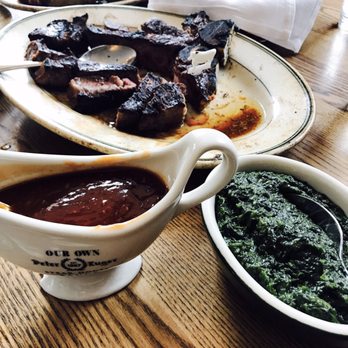 Peter Luger - Medium steak and creamed spinach - Steakhouses Near Me - Brooklyn, New York Peter Luger - Medium steak and creamed spinach - Steakhouses Near Me - Brooklyn, New York