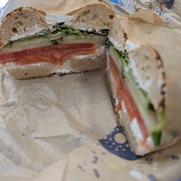 Sunday special: everything bagel, lox, cream cheese, cucumber, hatch chili