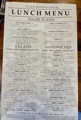 Menu photo 2 Jane Bistro and Bar Hilton Head Island, SC Menu photo 2 Jane Bistro and Bar Hilton Head Island, SC