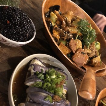 MáLà Project Bryant Park - Eggplant with Roasted Garlic and a giant bowl of mala - Dim Sum Near Me - New York, New York MáLà Project Bryant Park - Eggplant with Roasted Garlic and a giant bowl of mala - Dim Sum Near Me - New York, New York