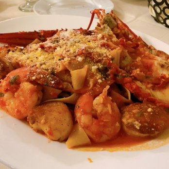 Amici Restaurant - Pappardelle Special with half lobster, scallops, and jumbo shrimp - Italian Near Me - Cherry Hill, New Jersey