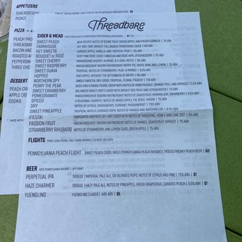 Threadbare Cider House - Cider menu - Pizza Near Me - Pittsburgh, Pennsylvania