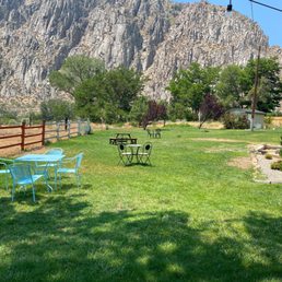 The outdoors seating at Coachwhip Cafe.