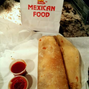 Alberto's Mexican Food - My dinner....bean& cheese and sour cream burrito!  Large enough to share - Mexican Near Me - Corona, California