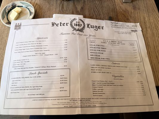 Menu photo 1 Peter Luger Brooklyn, NY