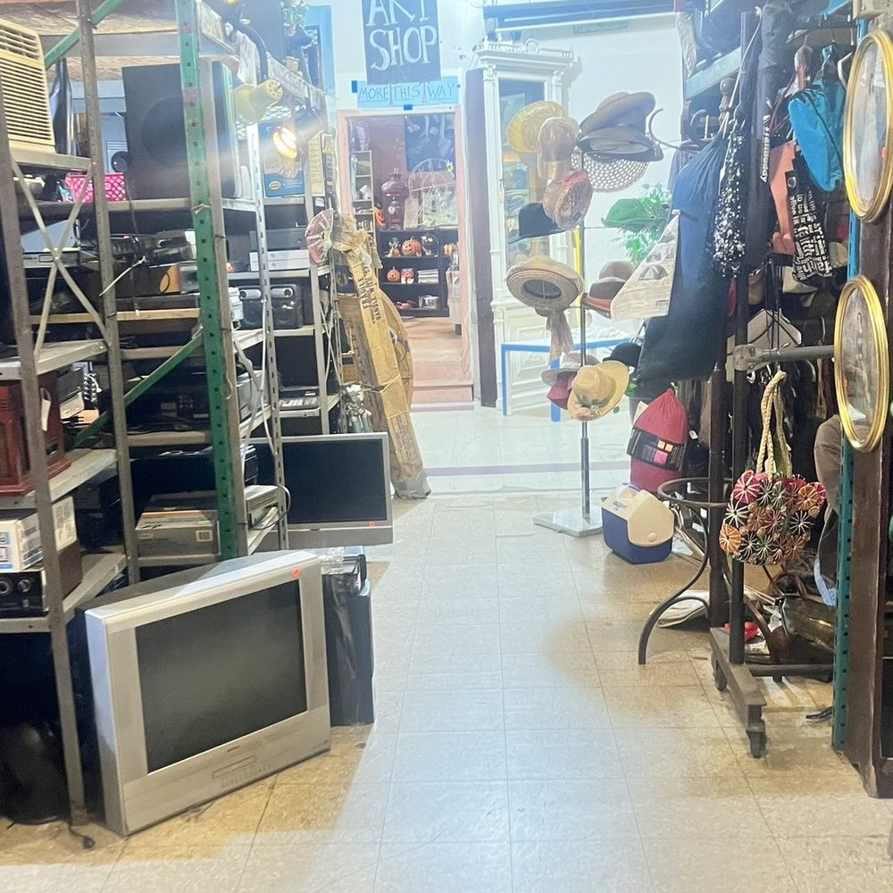 Thunderbird Salvage - Aisle between vintage TVs and remotes and all their electronics - Antiques Near Me - Philadelphia, Pennsylvania Thunderbird Salvage - Aisle between vintage TVs and remotes and all their electronics - Antiques Near Me - Philadelphia, Pennsylvania