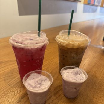 Starbucks - Grande Iced Brown Sugar Oatmilk Shaken Espresso and Iced Mango Dragonfruit Lemonade RefresherMango - Coffee & Tea Near Me - Victorville, California Starbucks - Grande Iced Brown Sugar Oatmilk Shaken Espresso and Iced Mango Dragonfruit Lemonade RefresherMango - Coffee & Tea Near Me - Victorville, California