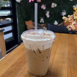 Iced Biscoff with vanilla cold foam.