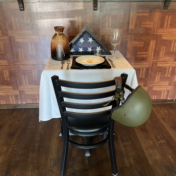 Canggio Restaurant - Missing Man table. Also referred to as the "Fallen Comrade Table," - Peruvian Near Me - Norwich, Connecticut
