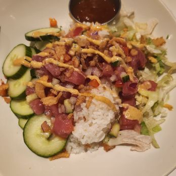 Bonefish Grill - Tuna poke bowl (it should have seaweed salad, not iceberg) - Seafood Near Me - Viera, Florida