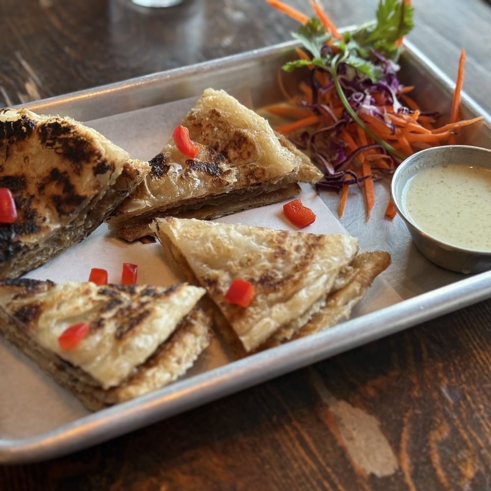 Summer Buffalo - Roti - Asian flatbread with green curry sauce - Thai Near Me - Burbank, California Summer Buffalo - Roti - Asian flatbread with green curry sauce - Thai Near Me - Burbank, California