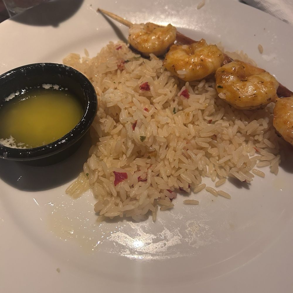Add on shrimp skewer, which comes with rice. Add on shrimp skewer, which comes with rice.