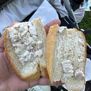The Cheese Shop - This is the sandwich I pay $12 for? Thanks for the 2 grams of chicken salad. What a joke. - Cheese Shops Near Me - Williamsburg, Virginia The Cheese Shop - This is the sandwich I pay $12 for? Thanks for the 2 grams of chicken salad. What a joke. - Cheese Shops Near Me - Williamsburg, Virginia