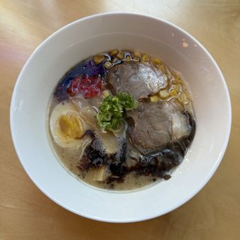 Yokohama Skyline Eatery - Tonkotsu ramen w/ black garlic oil before digging in! - Ramen Near Me - Portland, Oregon