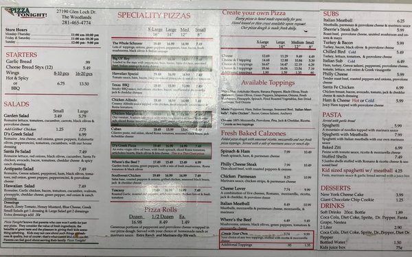 Menu photo 3 Pizza Tonight The Woodlands, TX Menu photo 3 Pizza Tonight The Woodlands, TX