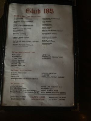 Menu photo 2 Club 185 Columbus, OH