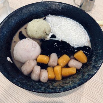 UC Dessert - Taro Balls make your own with Sweet Potato Mud, taro mud, ginger, and sago. Soo good - Desserts Near Me - Oakland, California