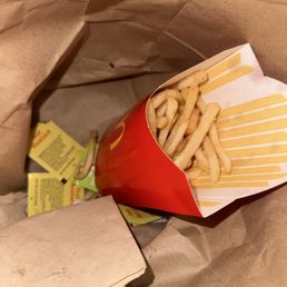 Fries and sauce but no damn nuggets.