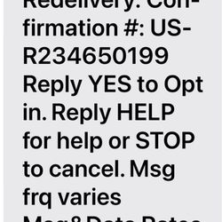 US post office - Redelivery confirmation.
