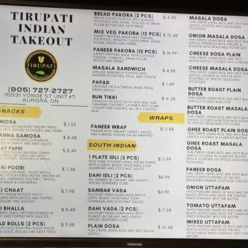 Tirupati - Menu - Indian Near Me - Aurora, Ontario Tirupati - Menu - Indian Near Me - Aurora, Ontario