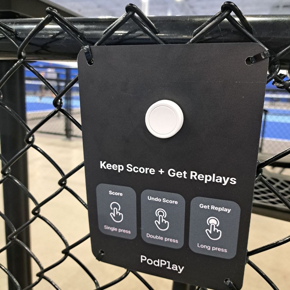 Pickleball Kingdom - Each side of court has a button you press anytime your team won the rally. Double press to undo score. Long press for replay. - Pickleball Near Me - Roseville, California Pickleball Kingdom - Each side of court has a button you press anytime your team won the rally. Double press to undo score. Long press for replay. - Pickleball Near Me - Roseville, California