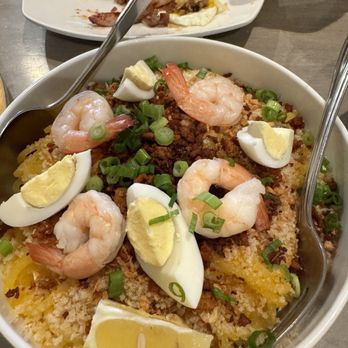 Pink Salt Grill - Egg Noodles "Pancit Malabon" - Filipino Near Me - Santa Clarita, California Pink Salt Grill - Egg Noodles "Pancit Malabon" - Filipino Near Me - Santa Clarita, California