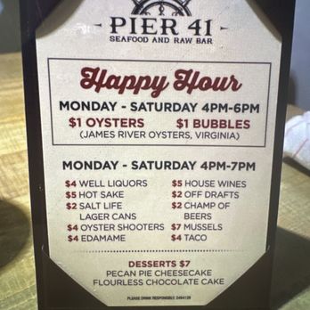 Pier 41 - The incorrect advertising in question - Seafood Near Me - Mount Pleasant, South Carolina