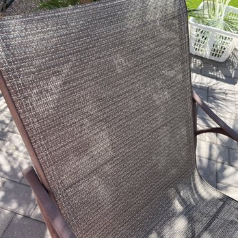Patio King - Great fabric design mostly tan but with a stripe of blue. - Furniture Reupholstery Near Me - Scottsdale, Arizona Patio King - Great fabric design mostly tan but with a stripe of blue. - Furniture Reupholstery Near Me - Scottsdale, Arizona