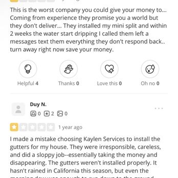 Kaylen Services - Similar cases where he gets mad and doesn't fix his workers issues - Heating & Air Conditioning/HVAC Near Me Kaylen Services - Similar cases where he gets mad and doesn't fix his workers issues - Heating & Air Conditioning/HVAC Near Me