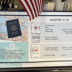 Amie's Photo Studio - Current pricing for passport photos posted in store