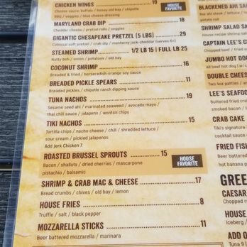 Tiki Lee's Dock Bar - Food Menu 1 - New American Near Me - Sparrows Point, Maryland