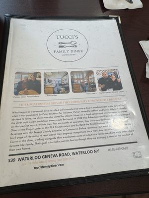 Menu photo 1 Tucci's Family Diner Waterloo, NY Menu photo 1 Tucci's Family Diner Waterloo, NY