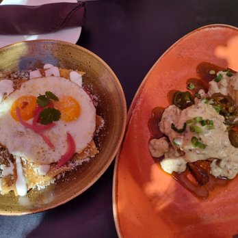 insideOUT - chilaquiles and pork belly benedict - Lounges Near Me - San Diego, California