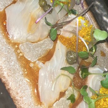 Momo Sushi - Halibut sashimi with truffle oil I believe - Sushi Bars Near Me - Henderson, Nevada Momo Sushi - Halibut sashimi with truffle oil I believe - Sushi Bars Near Me - Henderson, Nevada