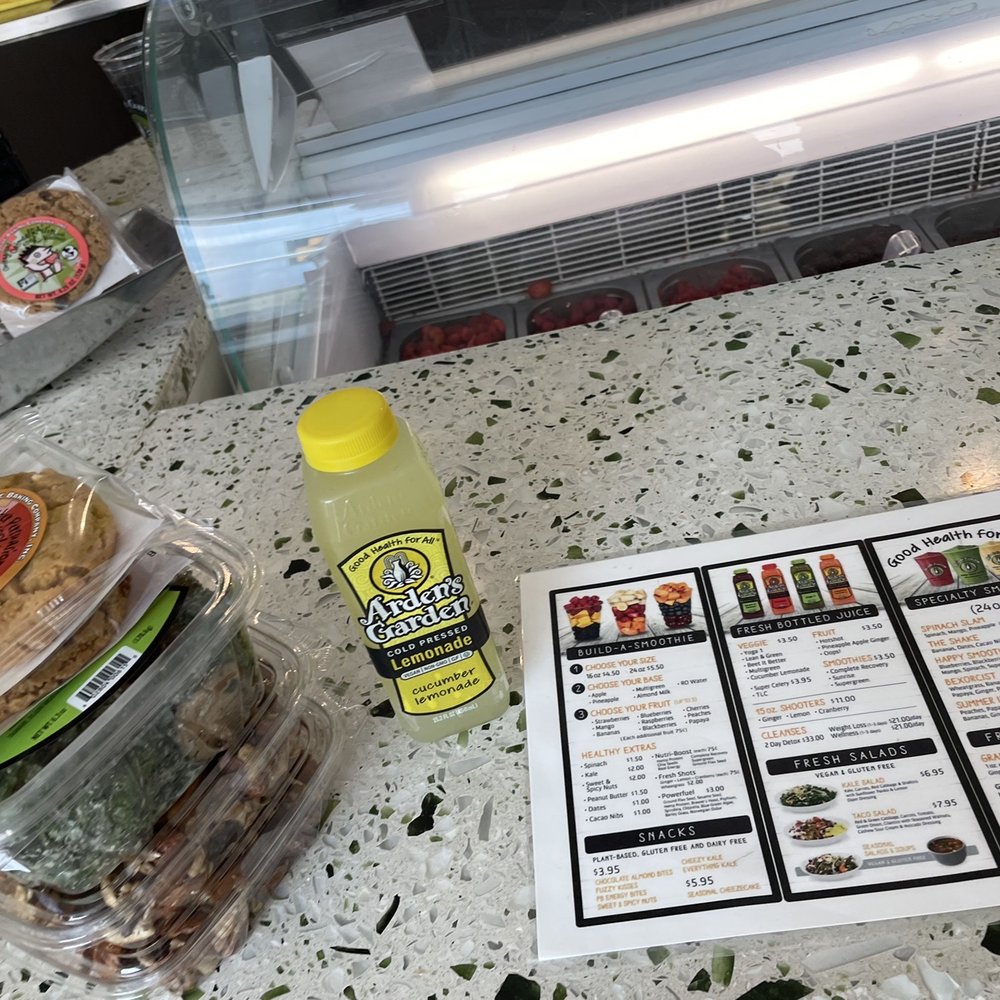 Ardens Garden - What I came for: spicy mix nuts, oatmeal and peanut butter cookie, kale salad, cucumber lemonade - Juice Bars & Smoothies Near Me - Atlanta, Georgia Ardens Garden - What I came for: spicy mix nuts, oatmeal and peanut butter cookie, kale salad, cucumber lemonade - Juice Bars & Smoothies Near Me - Atlanta, Georgia