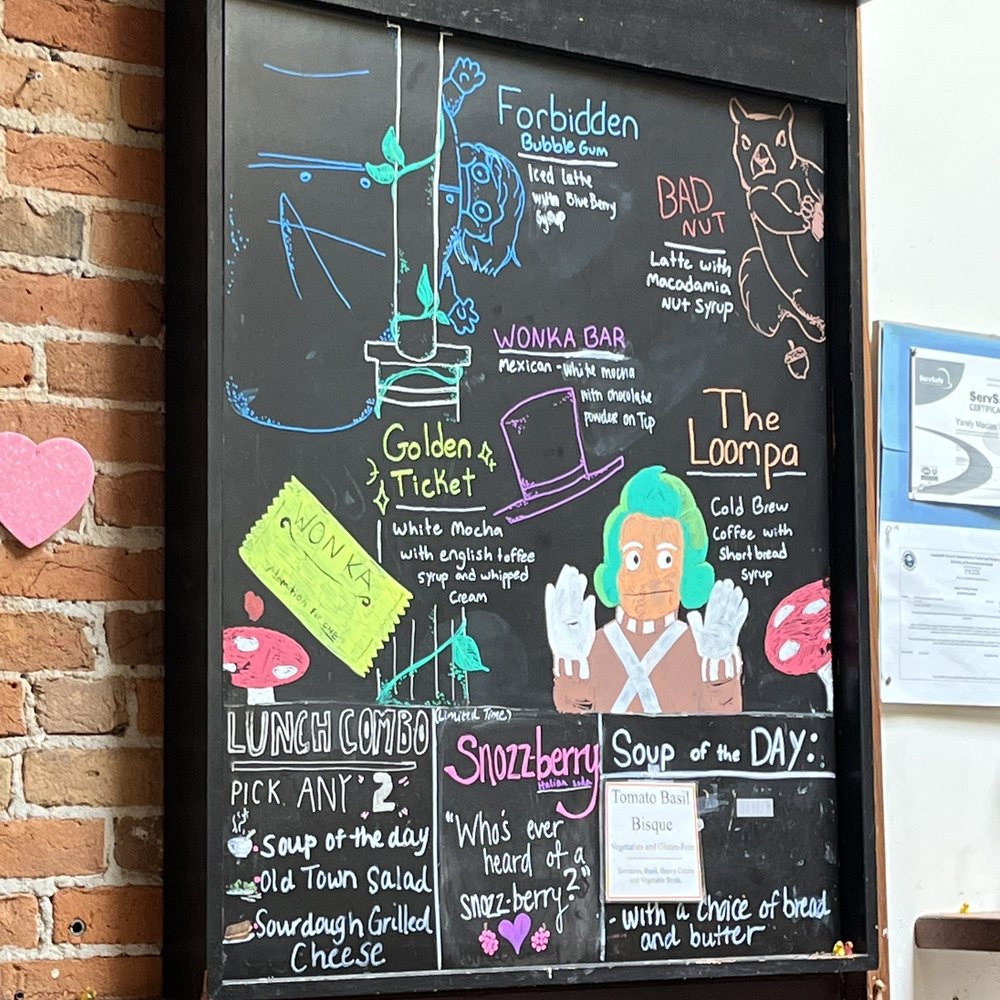 Old Town Coffee & Chocolates - a blackboard with chalk writing - Coffee & Tea Near Me - Eureka, California Old Town Coffee & Chocolates - a blackboard with chalk writing - Coffee & Tea Near Me - Eureka, California