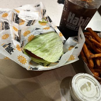 Habit Burger & Grill - Charburger Lettuce Wrap & Sweet Potato Fries & Ranch & Pepsi Zero - Burgers Near Me - Van Nuys, California Habit Burger & Grill - Charburger Lettuce Wrap & Sweet Potato Fries & Ranch & Pepsi Zero - Burgers Near Me - Van Nuys, California