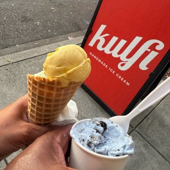 Kulfi - Split scoop vegan and Cookie Monster - Ice Cream & Frozen Yogurt Near Me - Portland, Oregon Kulfi - Split scoop vegan and Cookie Monster - Ice Cream & Frozen Yogurt Near Me - Portland, Oregon
