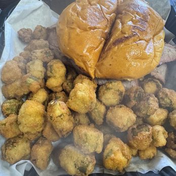 The Rib Shack - Tri-tip sandwich with okra - Barbeque Near Me - Fallbrook, California
