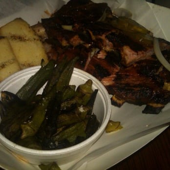 Sugar's Ribs - Half-slab of deliciousness, corn bread and wood grilled okras - Barbeque Near Me - Chattanooga, Tennessee Sugar's Ribs - Half-slab of deliciousness, corn bread and wood grilled okras - Barbeque Near Me - Chattanooga, Tennessee
