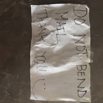 US Post Office - The note I had taped to my mail box because of past experience with the US Post Office. - Post Offices Near Me - Riverside, California