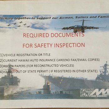 Auto Skills Center Hickam - Bring these documents when you do a safety inspection. - Auto Repair Near Me - Hickam AFB, Hawaii Auto Skills Center Hickam - Bring these documents when you do a safety inspection. - Auto Repair Near Me - Hickam AFB, Hawaii