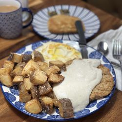 Honey Berry Pancakes and Cafe - Chicken fried steak breakfast meal